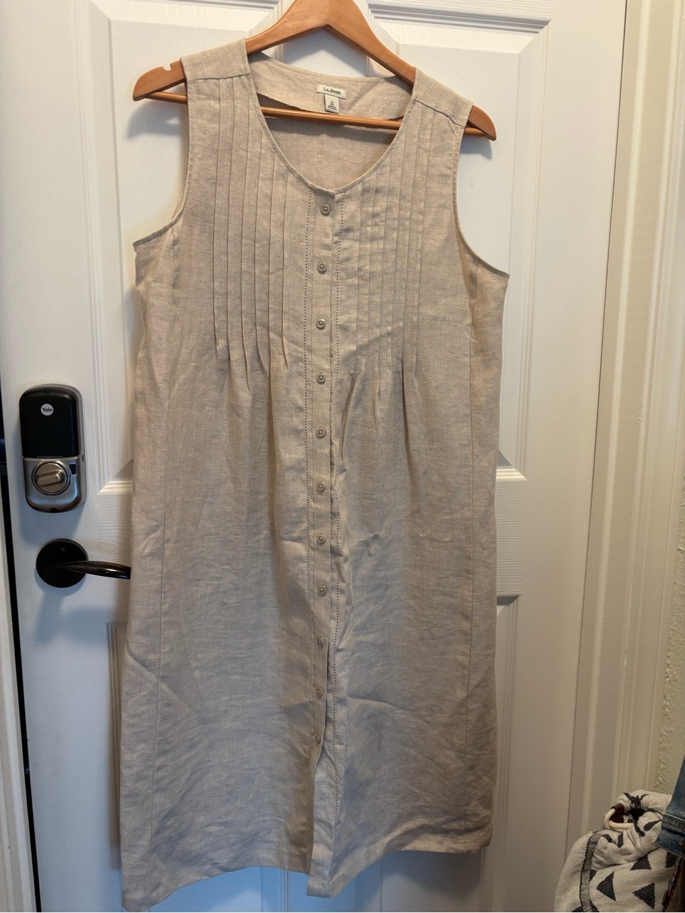 L.L. Bean Linen Sleeveless Dress Size 12 Tan /Natural